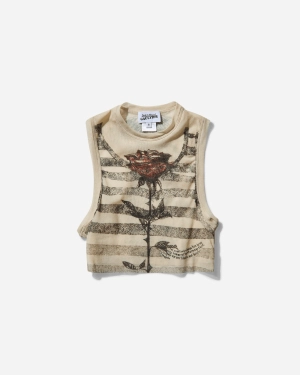 Women's “Tattoo Marinière” Crop Top Ecru