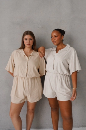 ZEPHYR LINEN PLAYSUIT NEUTRAL