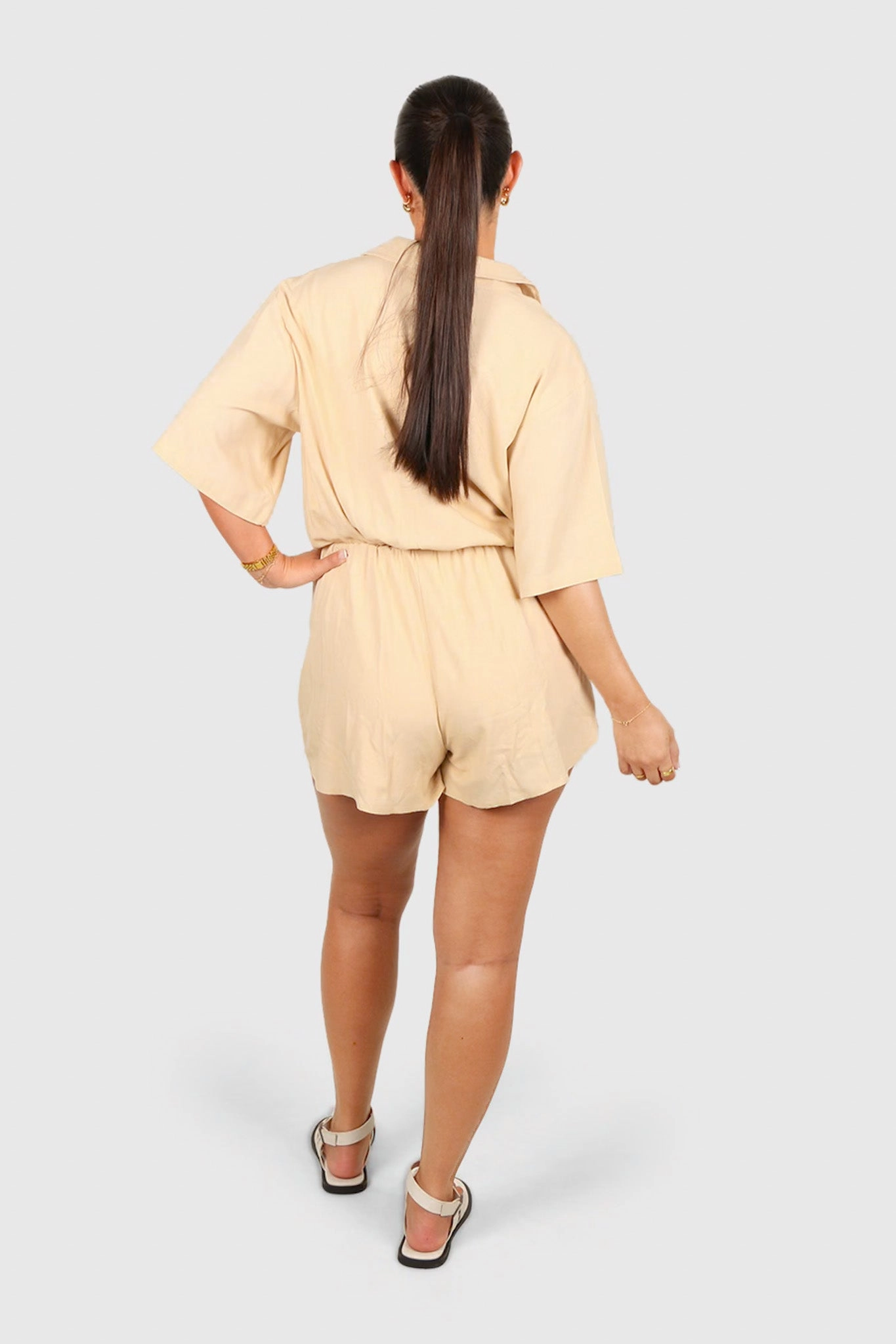 ZEPHYR LINEN PLAYSUIT NEUTRAL