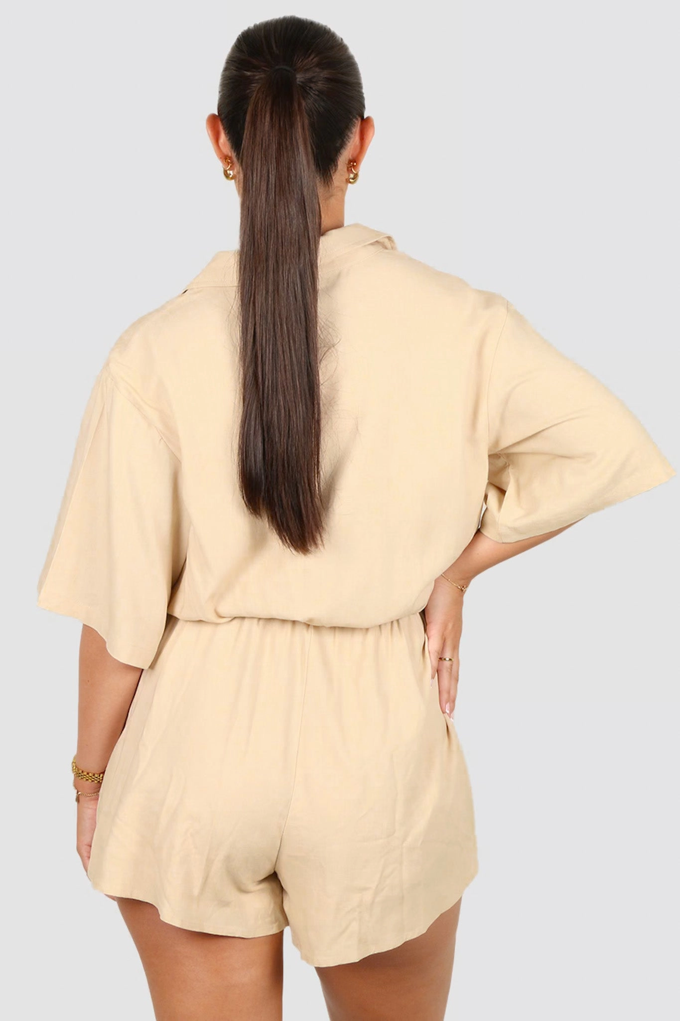 ZEPHYR LINEN PLAYSUIT NEUTRAL